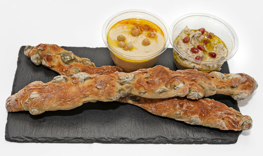 The Quarter Bakery Olympia - Dipping Sauces and Olive Sticks